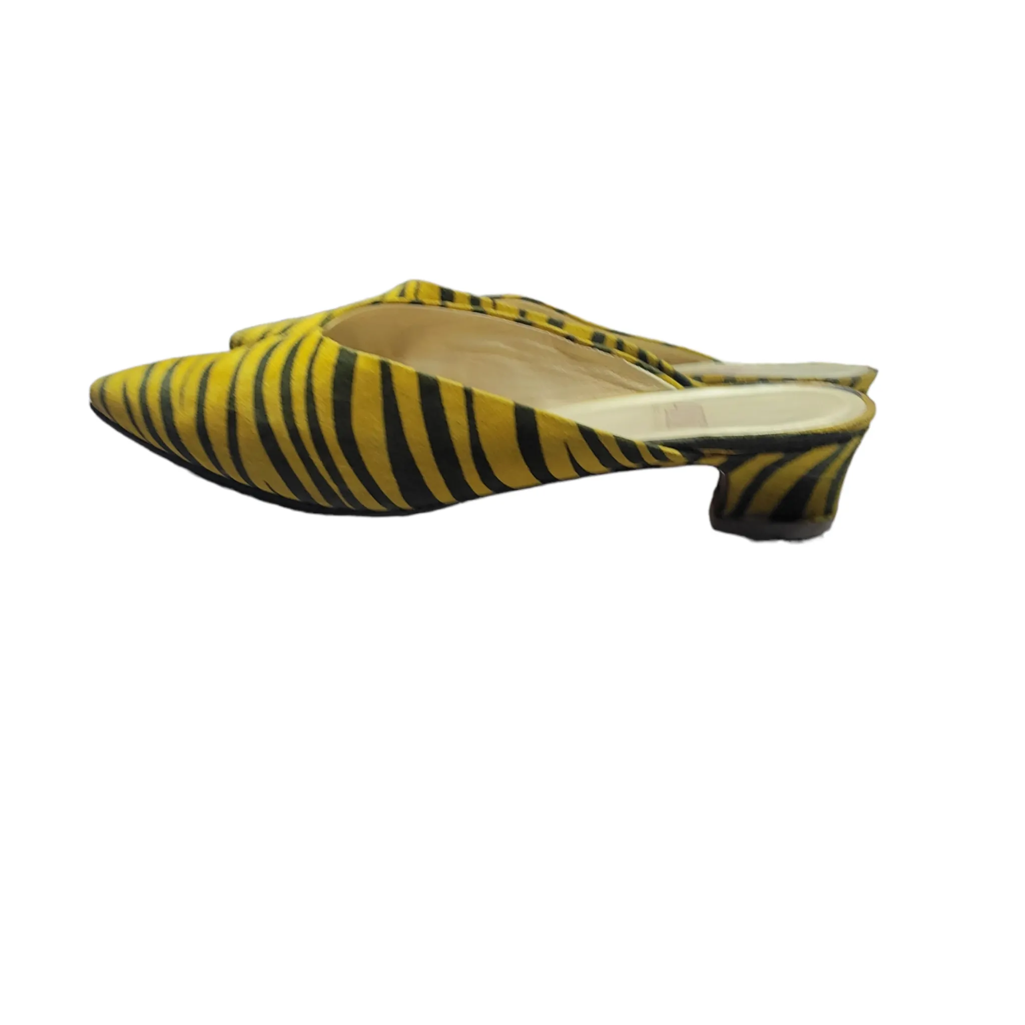 90s Vintage Zebra Stripe Kitten Heel Mules Size 9