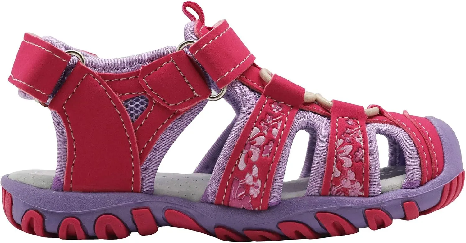Apakowa Kids Girls Soft Sole Closed Toe Sandals Summer Shoes with Arch Support (Toddler/Little Kid)