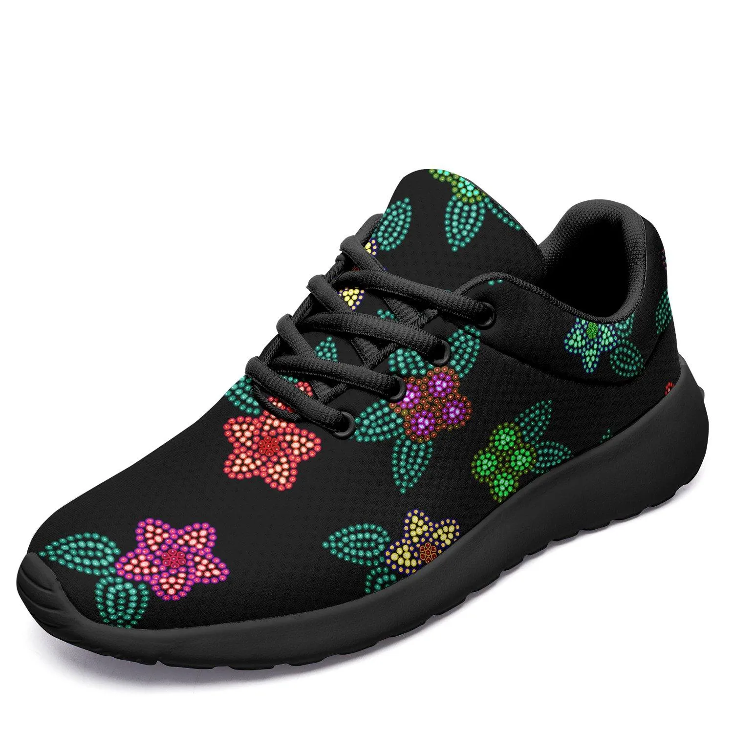 Berry Flowers Black Ikkaayi Sport Sneakers