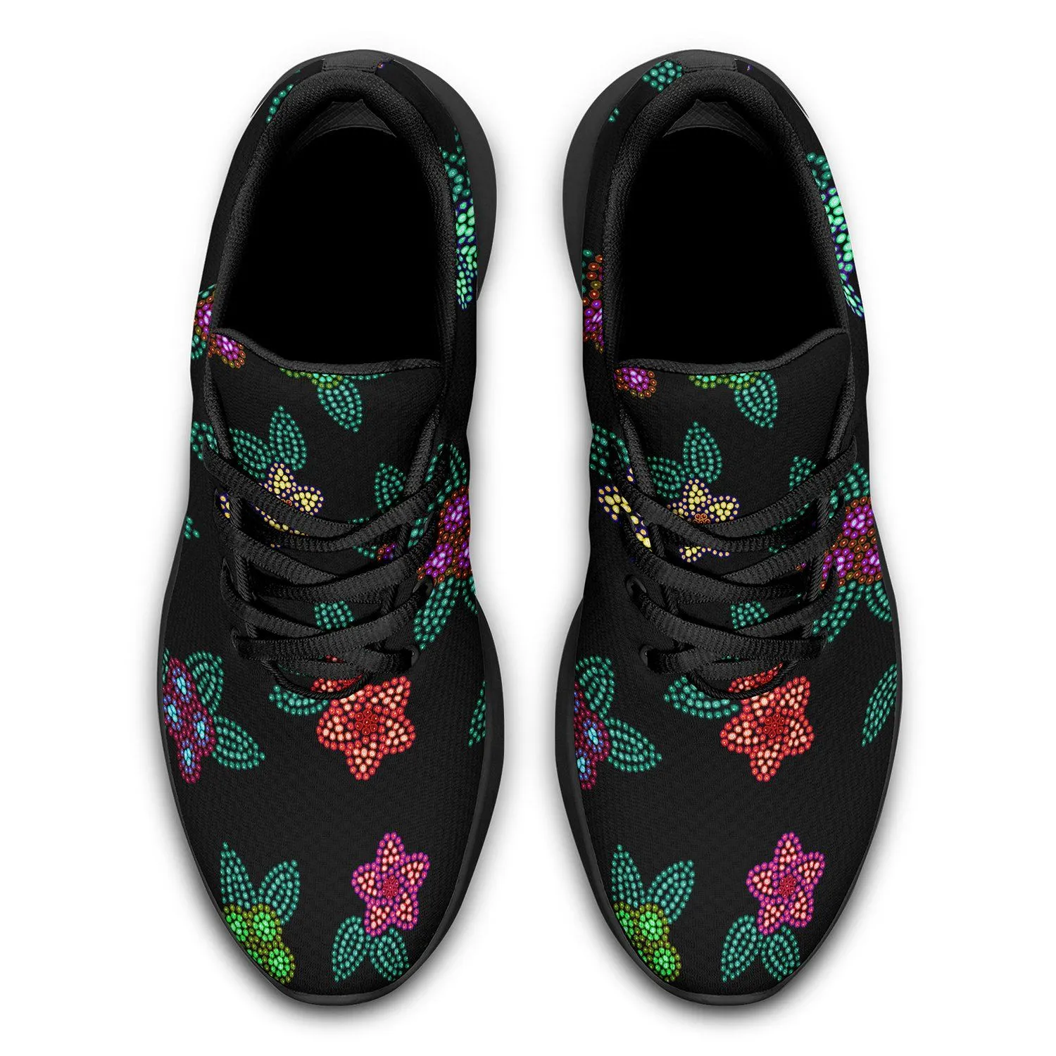 Berry Flowers Black Ikkaayi Sport Sneakers