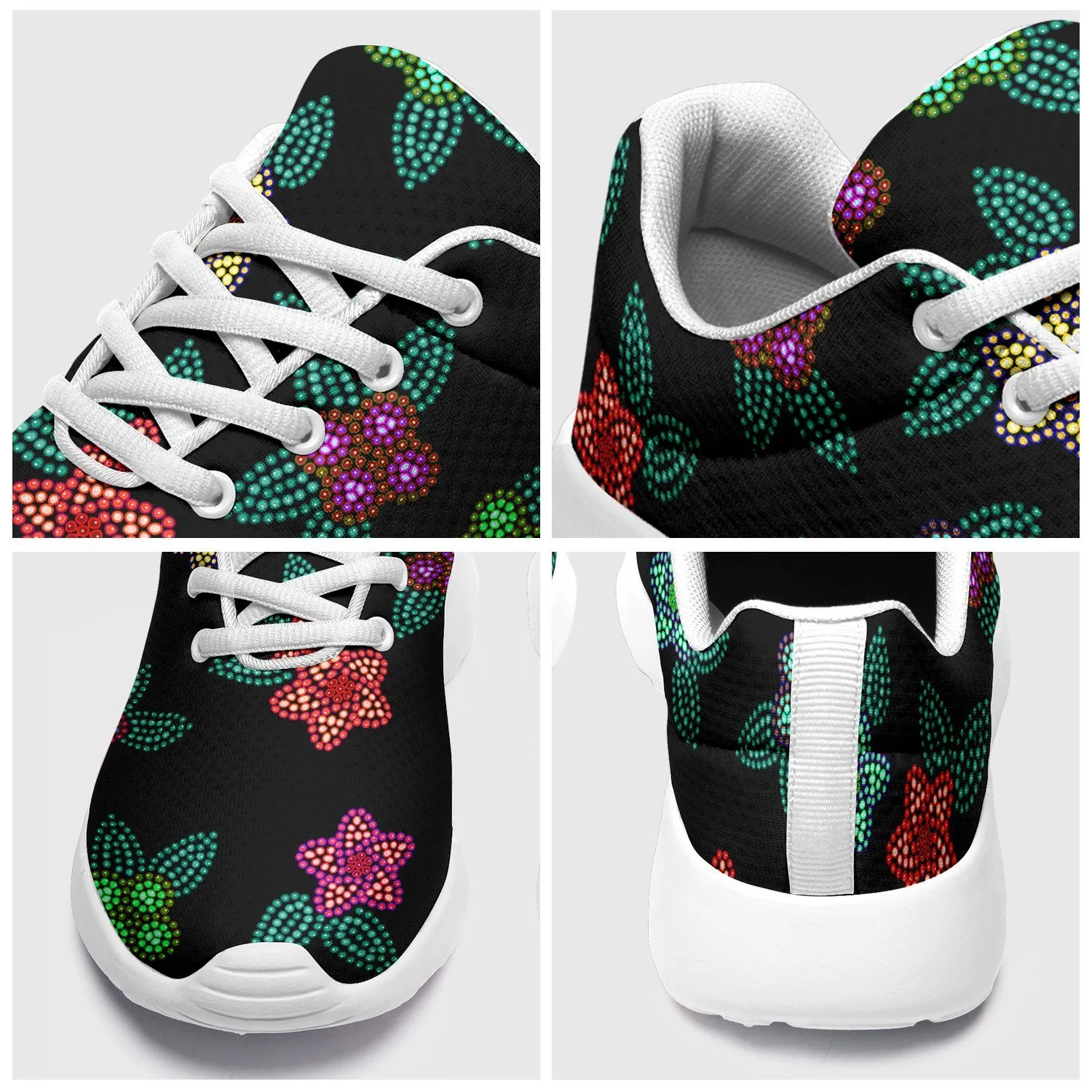 Berry Flowers Black Ikkaayi Sport Sneakers