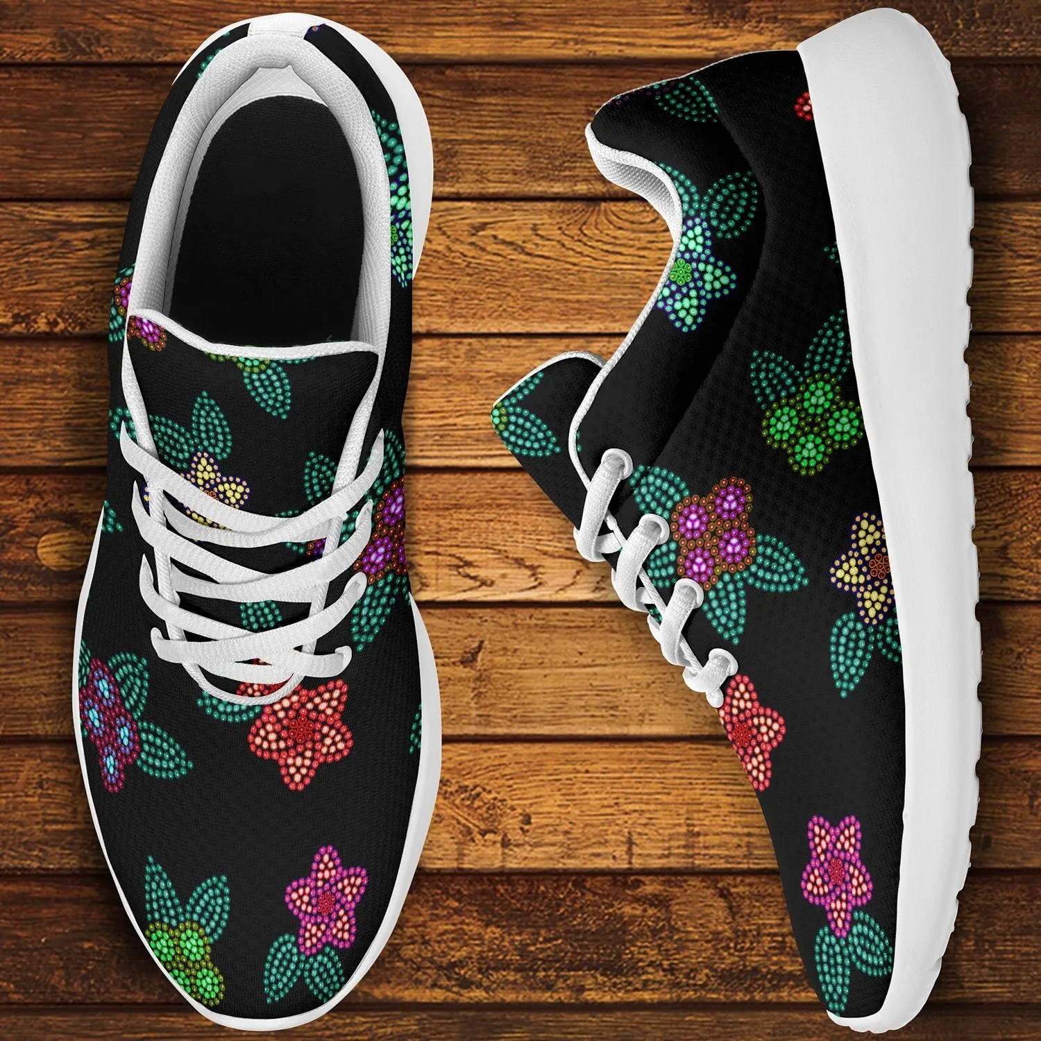 Berry Flowers Black Ikkaayi Sport Sneakers