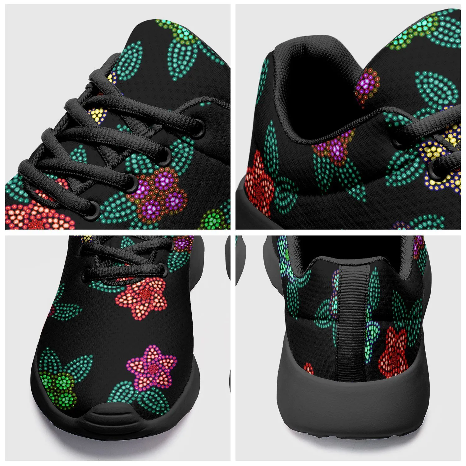 Berry Flowers Black Ikkaayi Sport Sneakers