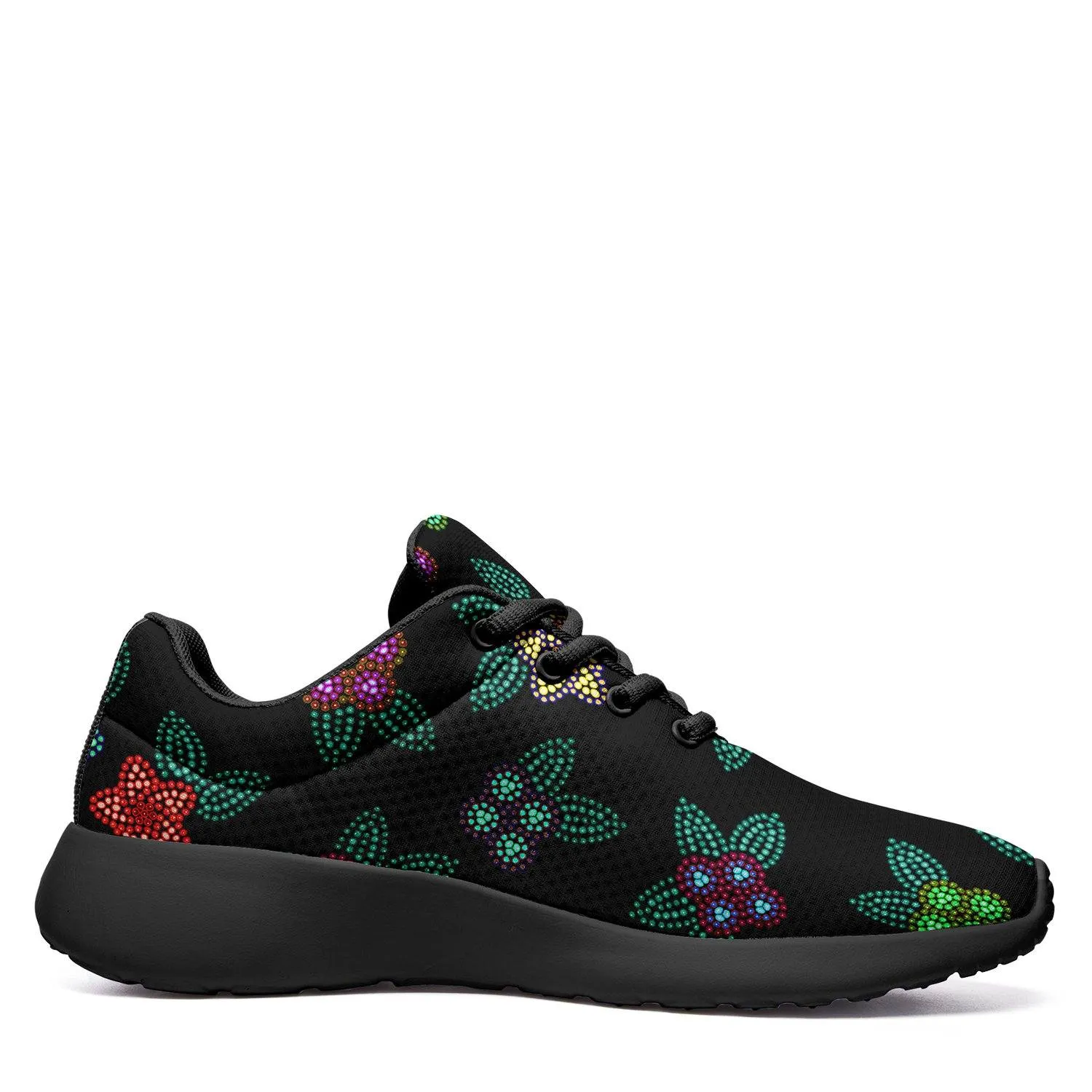 Berry Flowers Black Ikkaayi Sport Sneakers