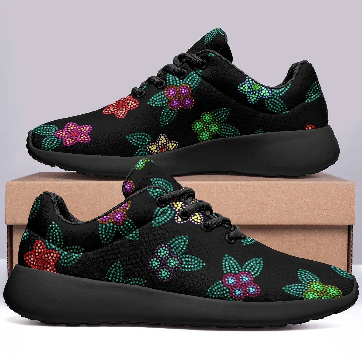 Berry Flowers Black Ikkaayi Sport Sneakers