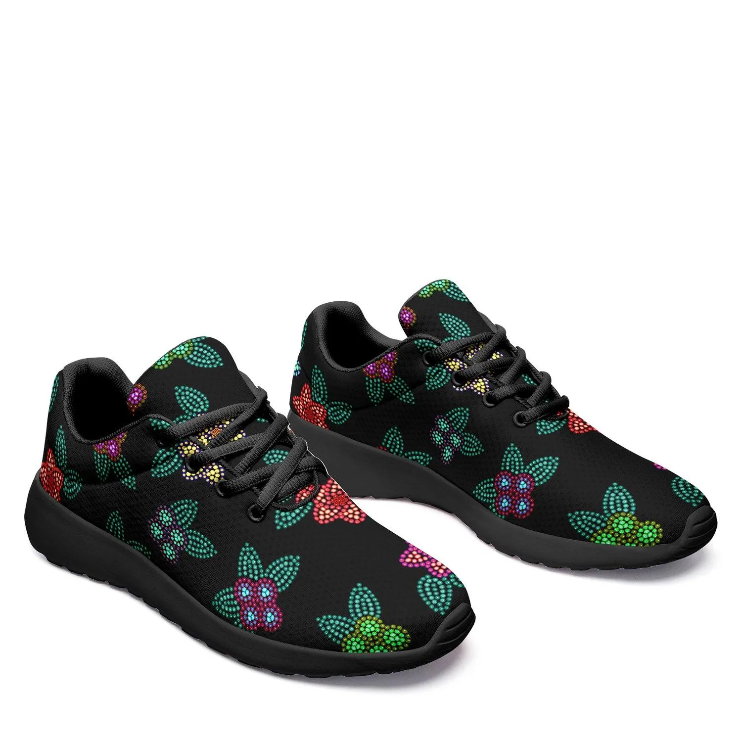 Berry Flowers Black Ikkaayi Sport Sneakers