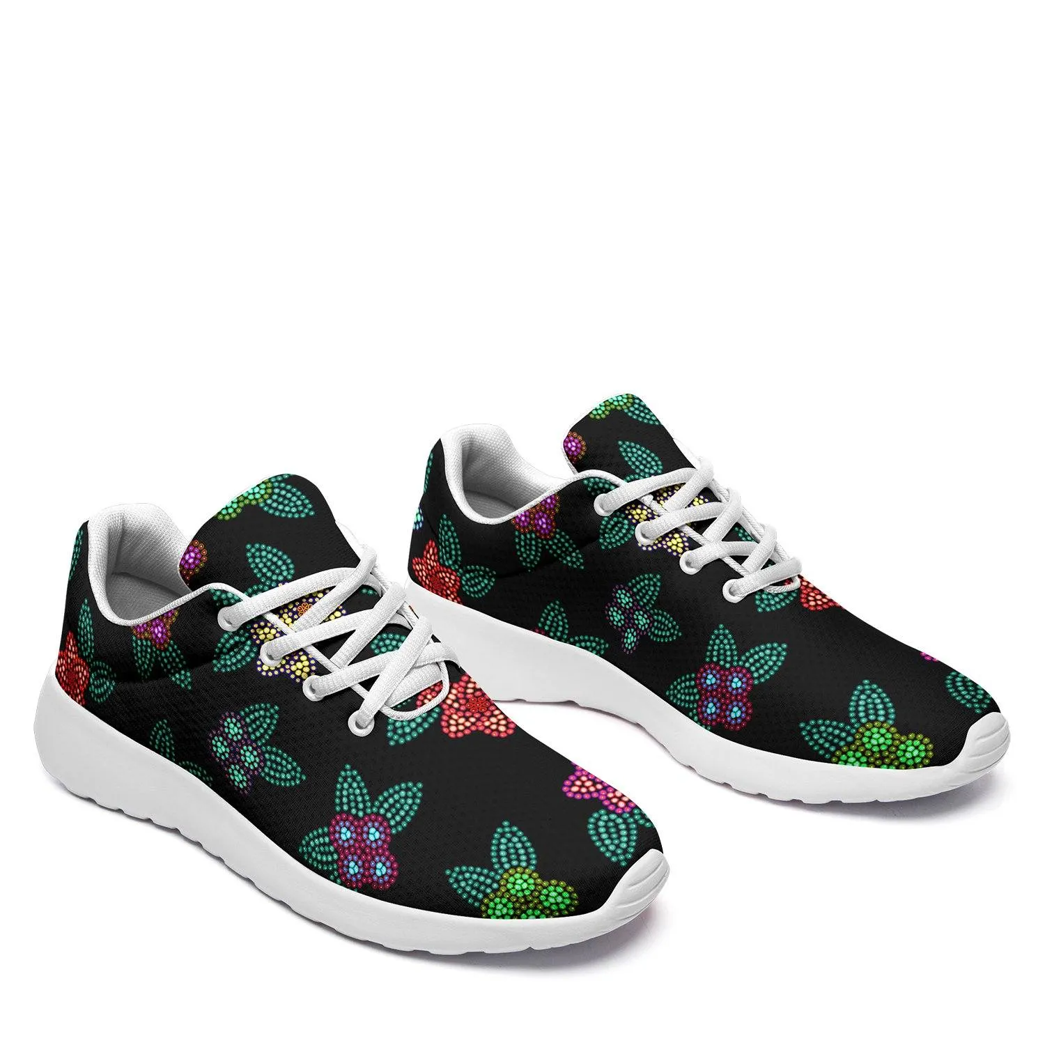 Berry Flowers Black Ikkaayi Sport Sneakers