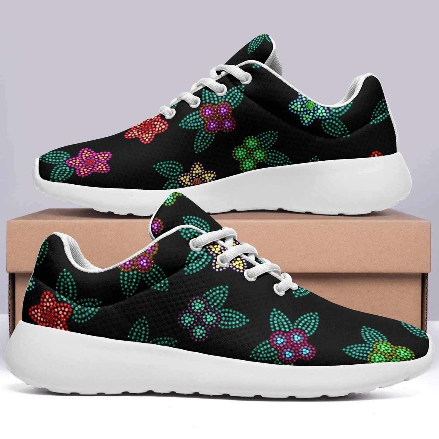 Berry Flowers Black Ikkaayi Sport Sneakers