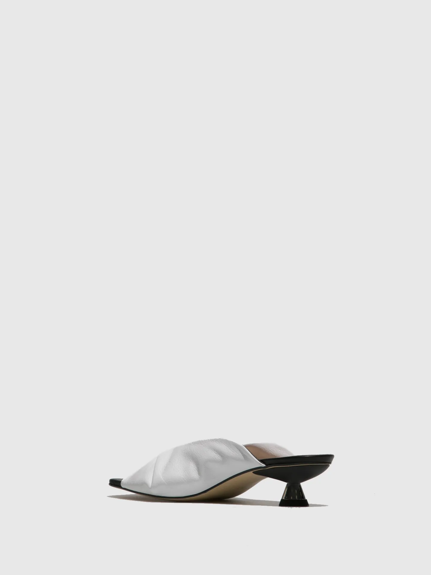 Black White Kitten Heel Mules