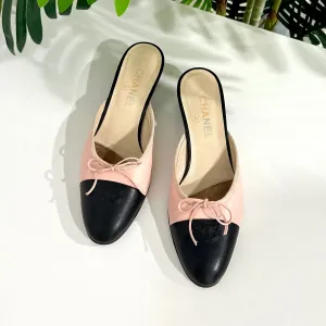 Chanel Vintage Pink & Black Mules