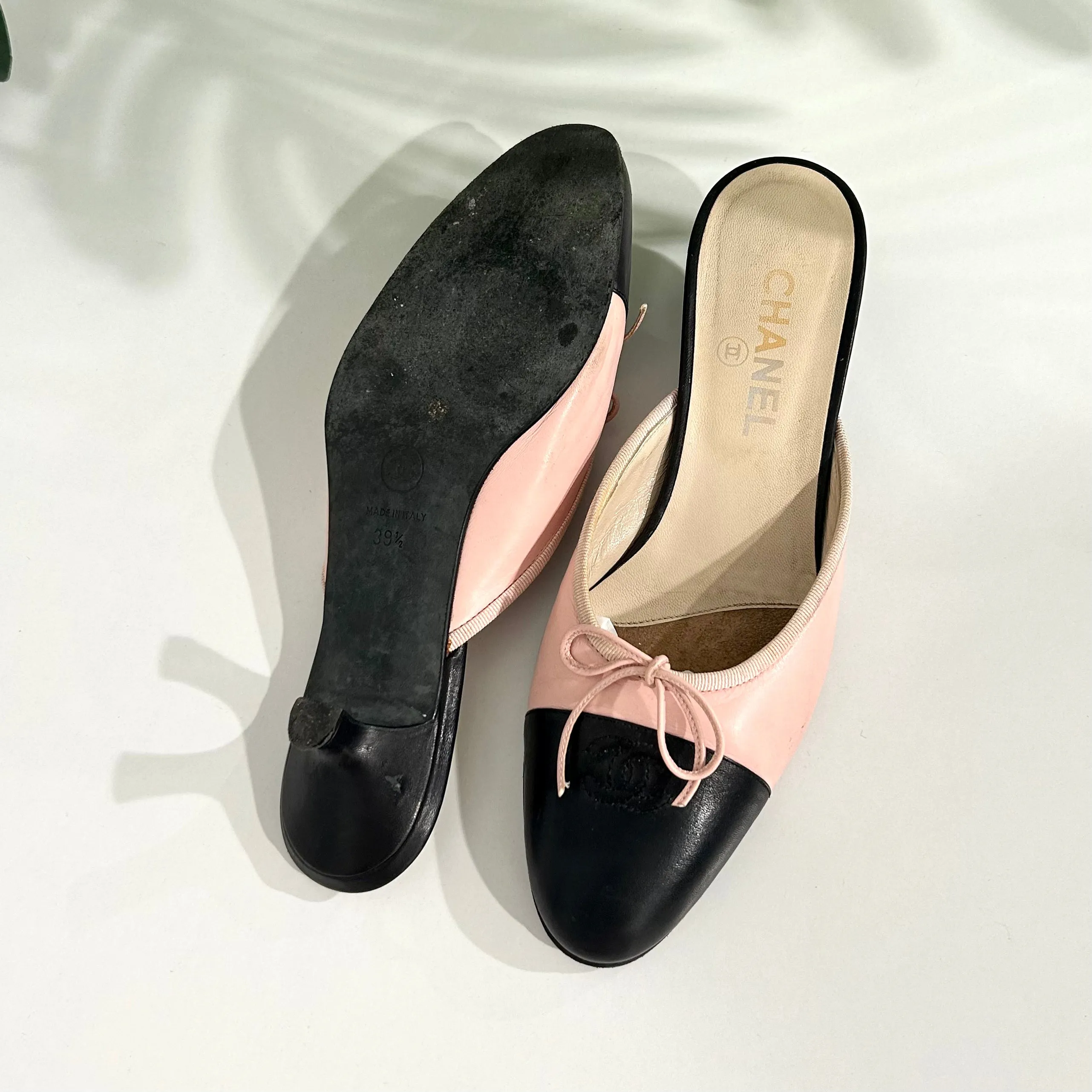 Chanel Vintage Pink & Black Mules