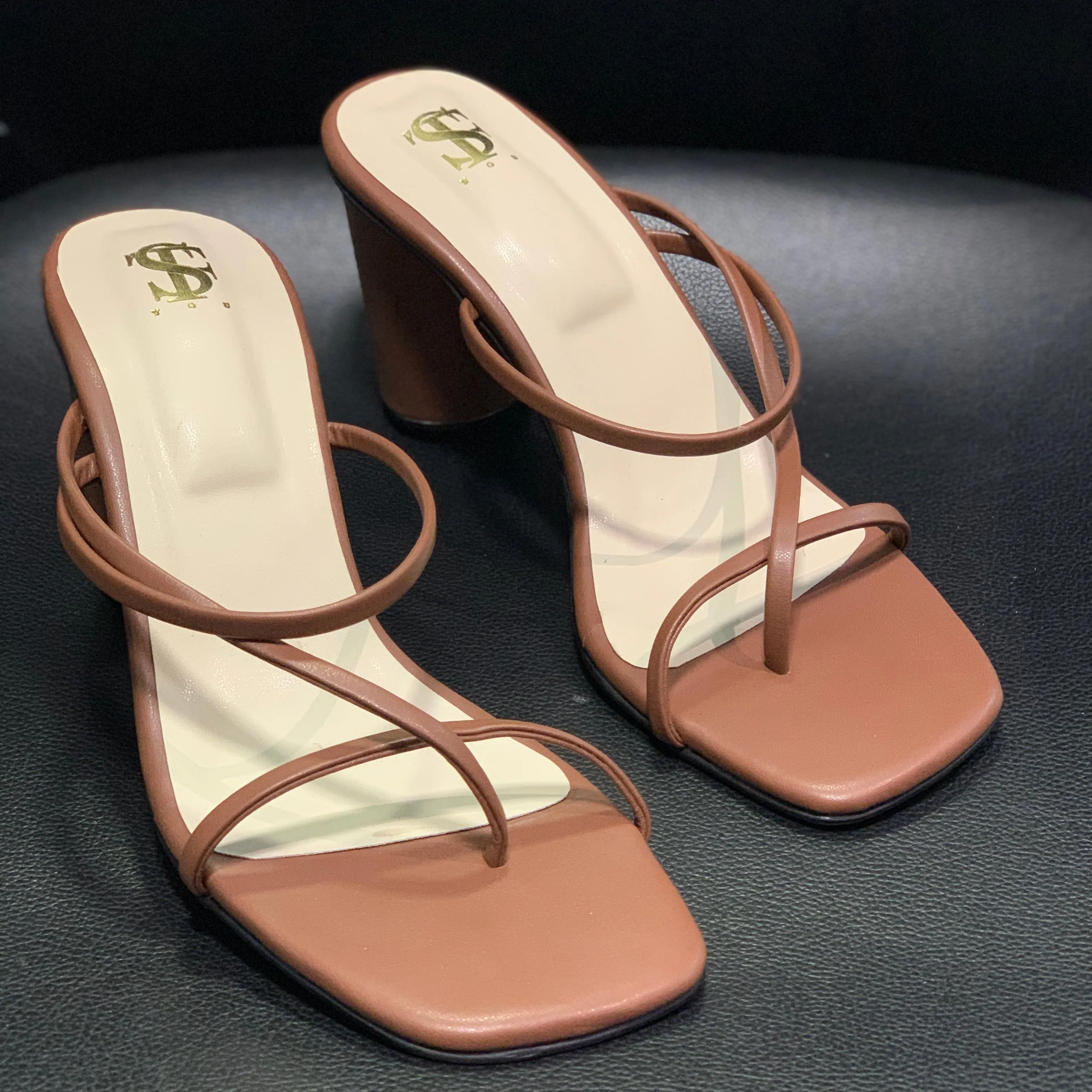 Chocolate colour strappy heels