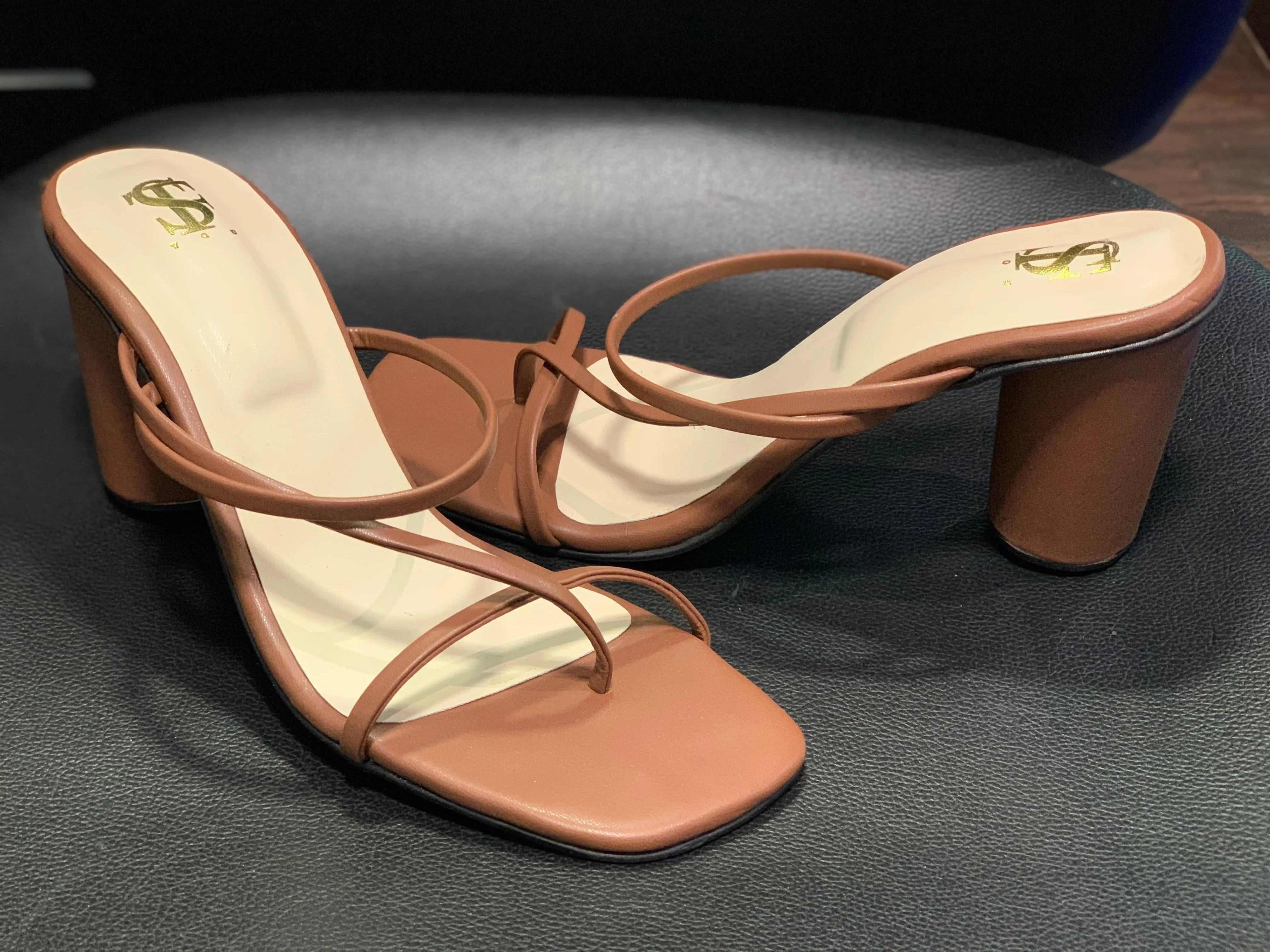 Chocolate colour strappy heels