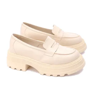 Chunky Sole Loafers-Beige