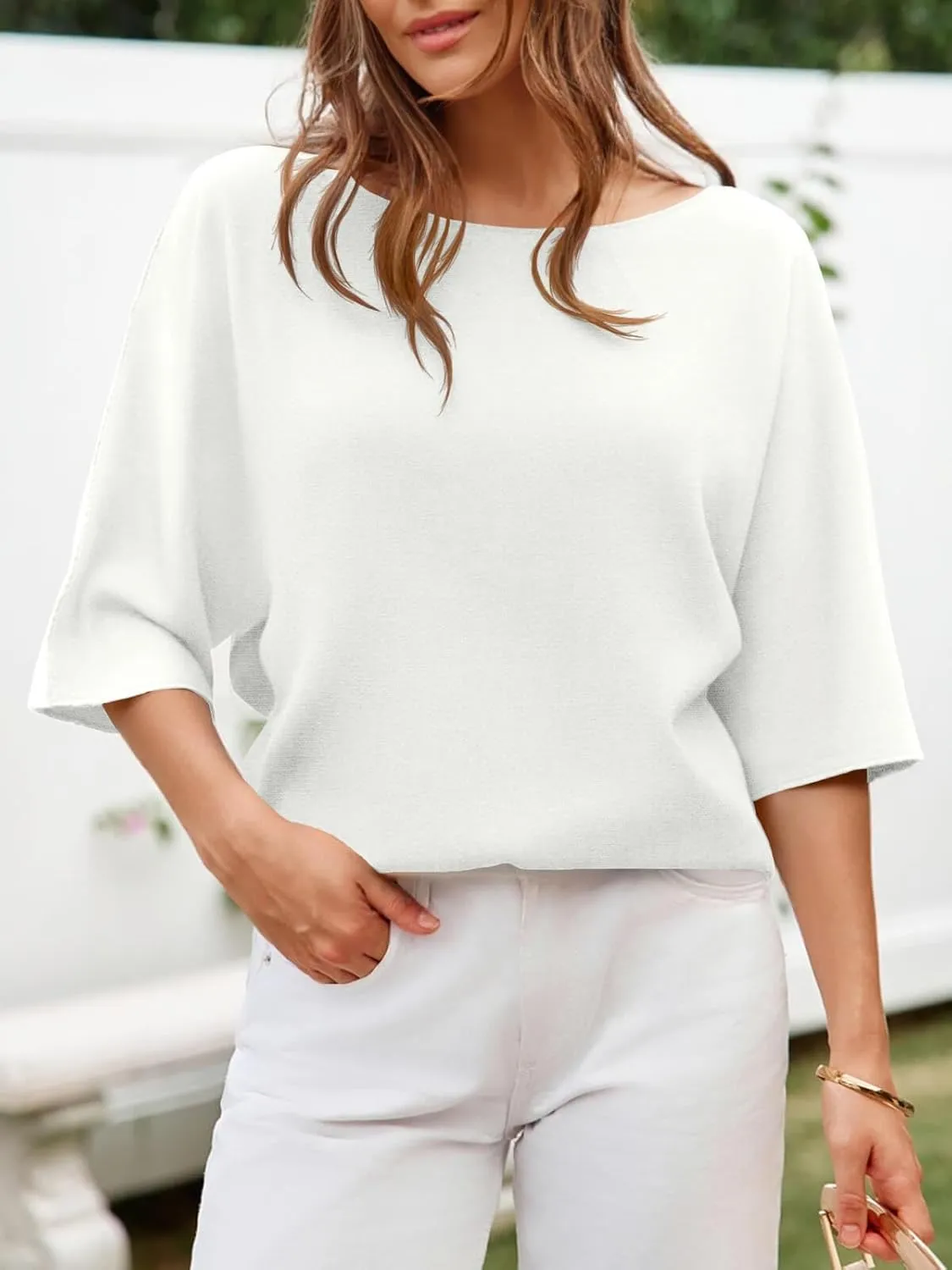 Cicy Bell Womens Half Sleeve Sweaters Oversized Boat Neck Knitted Pullover Sweater Trendy Casual Loose Fit Fall Tops