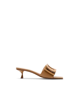 Covered Buckle Kitten Heel Mules