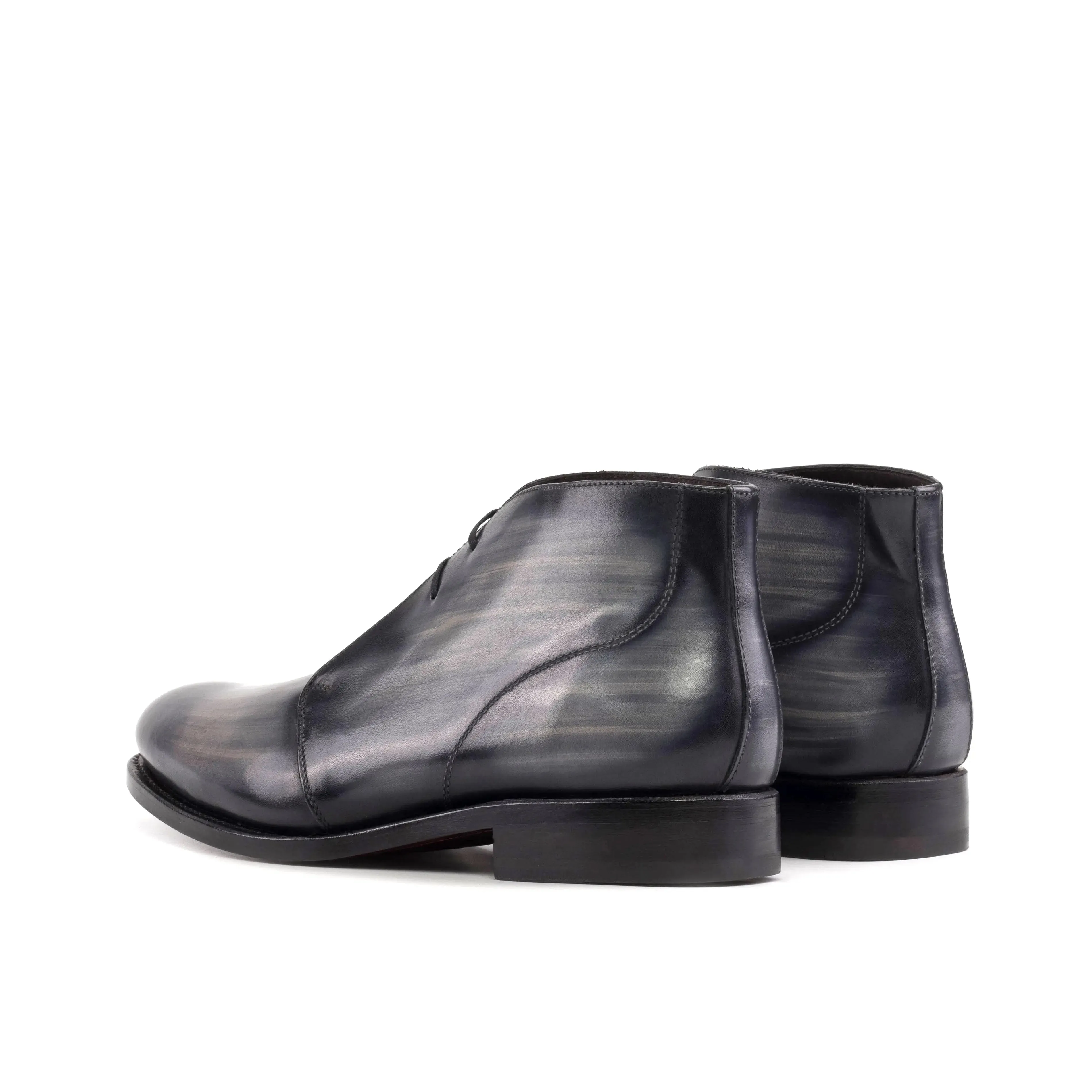 DapperFam Vivace in Grey Men's Hand-Painted Patina Chukka