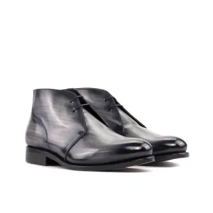 DapperFam Vivace in Grey Men's Hand-Painted Patina Chukka
