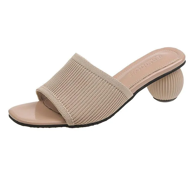 Dark Pastel Knit Weave Kitten Mules