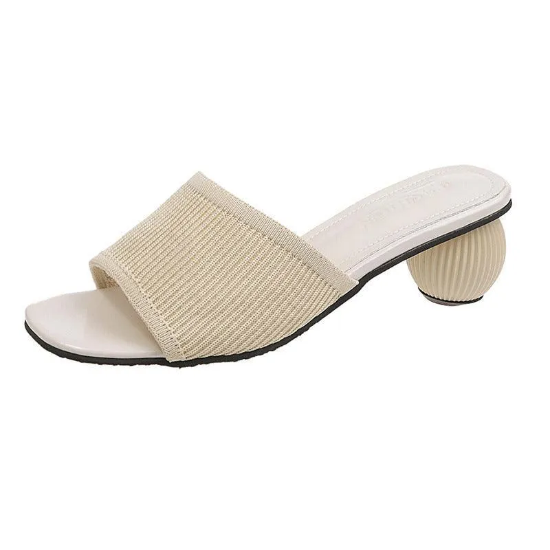 Dark Pastel Knit Weave Kitten Mules