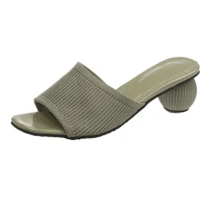 Dark Pastel Knit Weave Kitten Mules