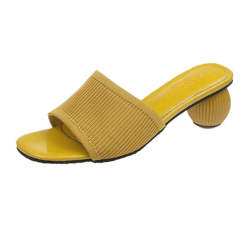 Dark Pastel Knit Weave Kitten Mules