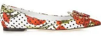 Embellished Brocade Point-Toe Flats