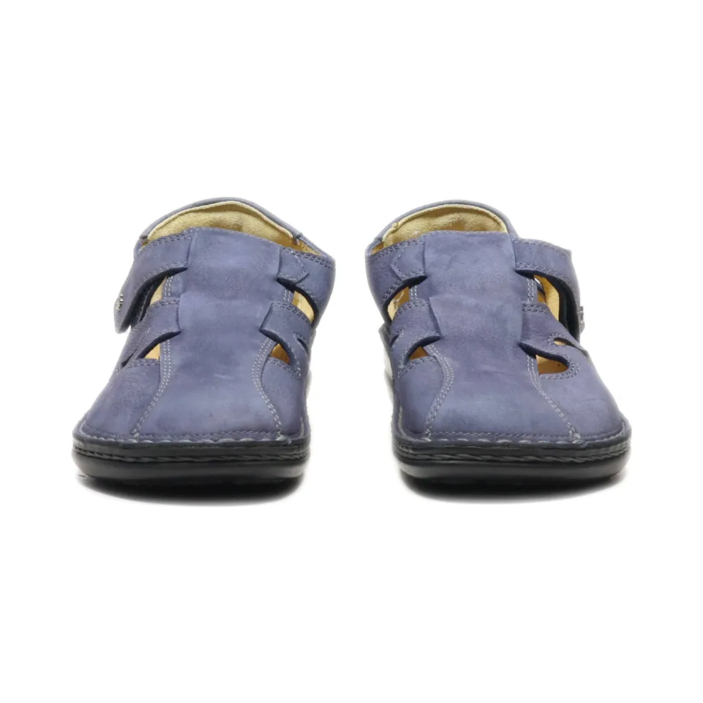 Finn Comfort Flat Sandals Leather Blue Colour For Women