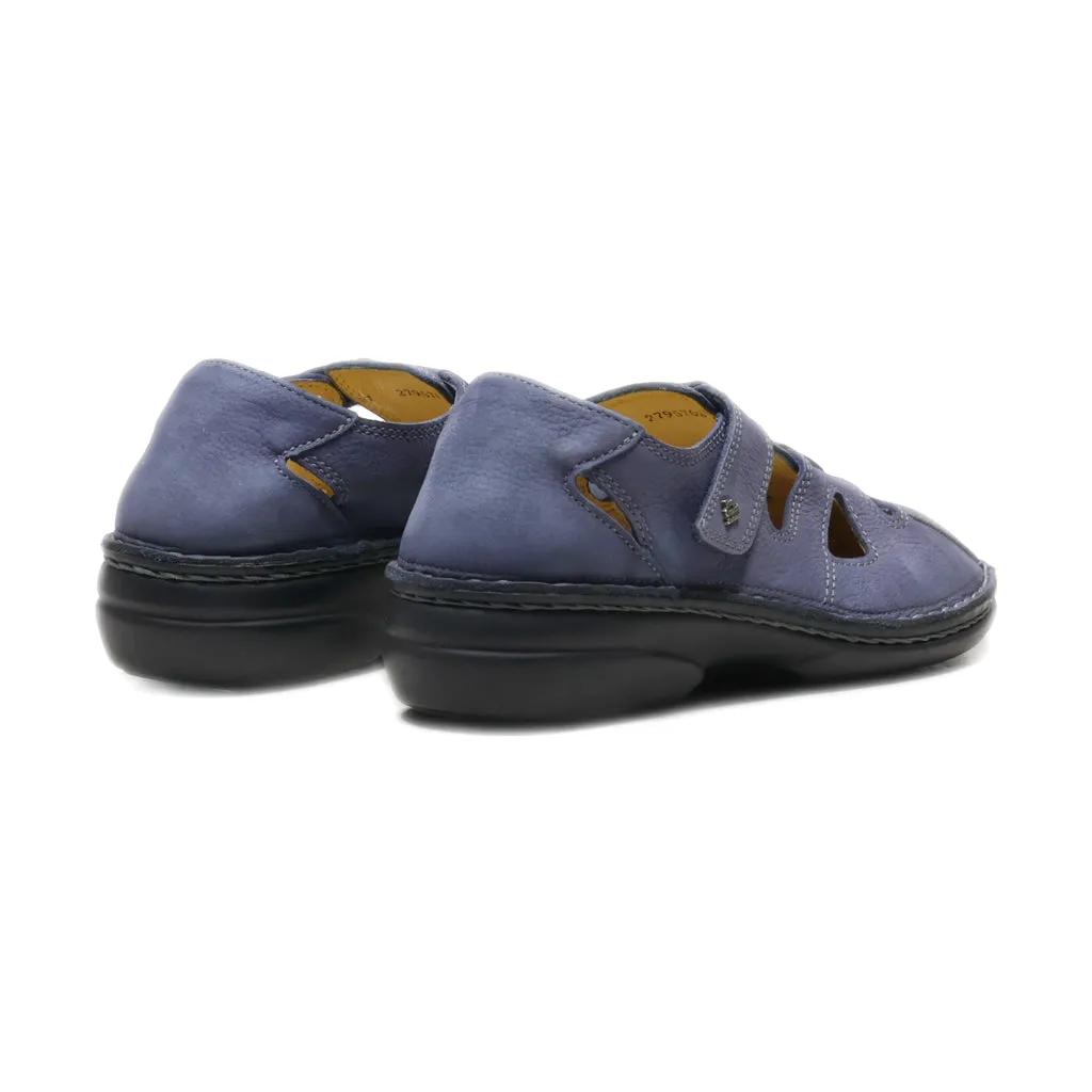 Finn Comfort Flat Sandals Leather Blue Colour For Women