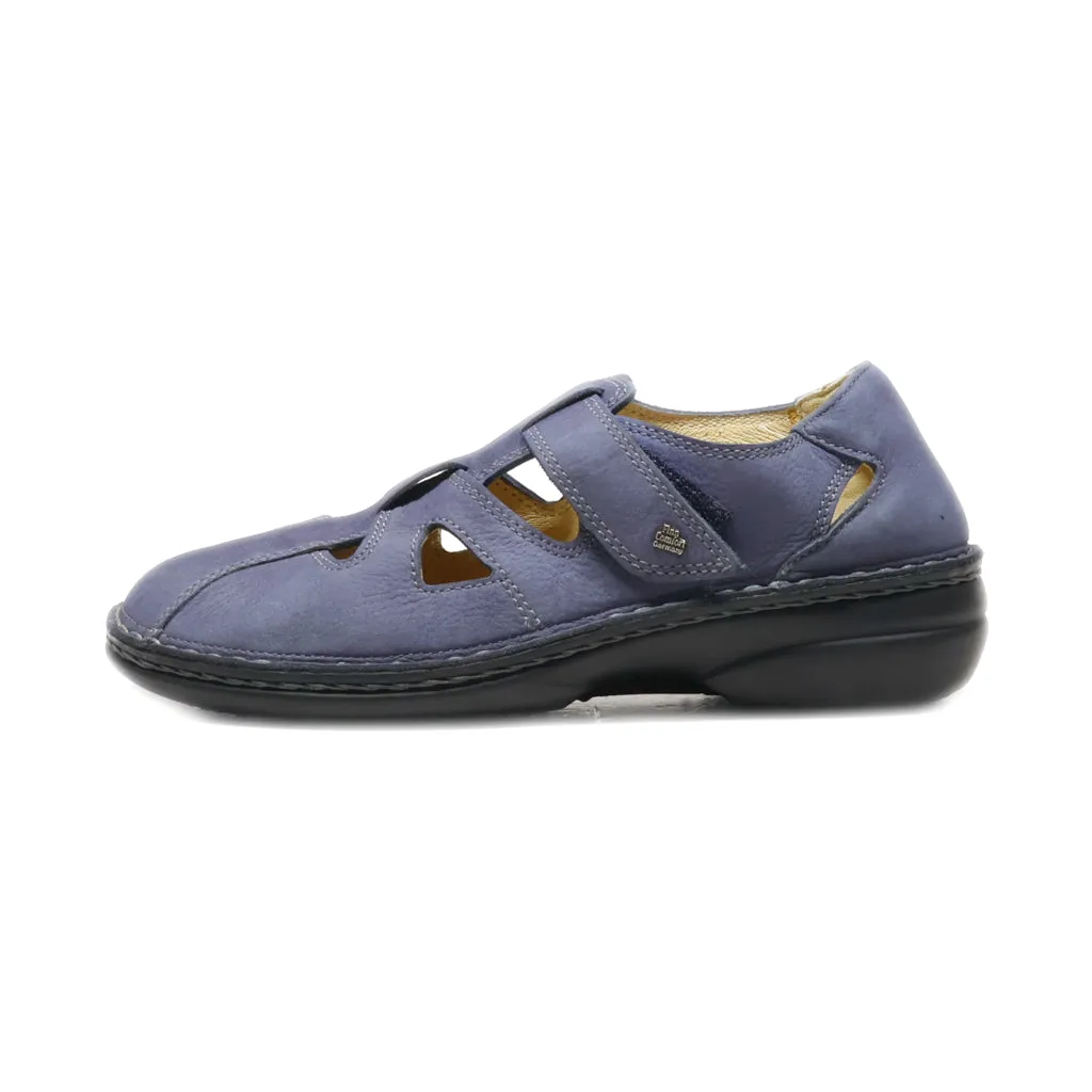 Finn Comfort Flat Sandals Leather Blue Colour For Women