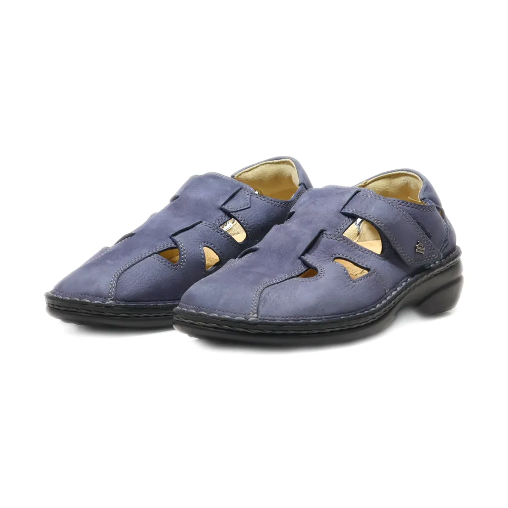 Finn Comfort Flat Sandals Leather Blue Colour For Women