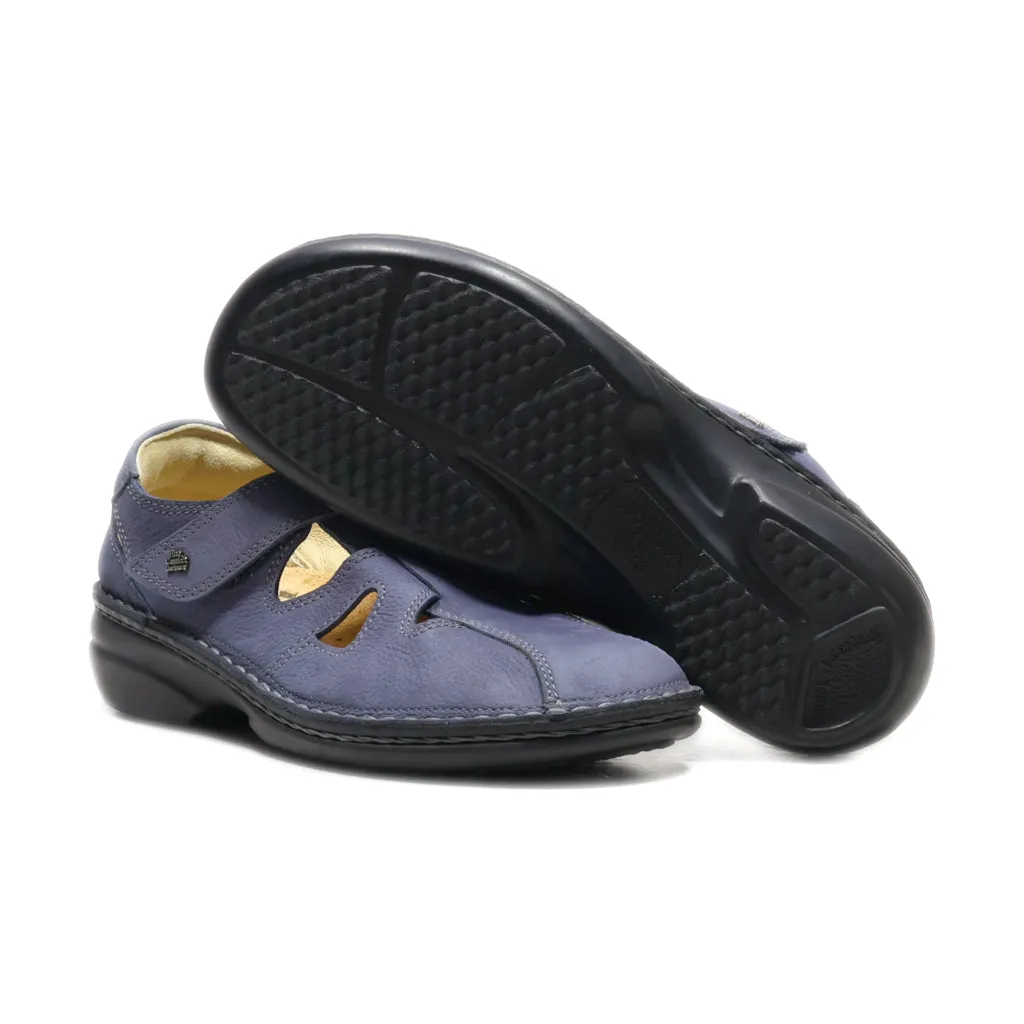 Finn Comfort Flat Sandals Leather Blue Colour For Women