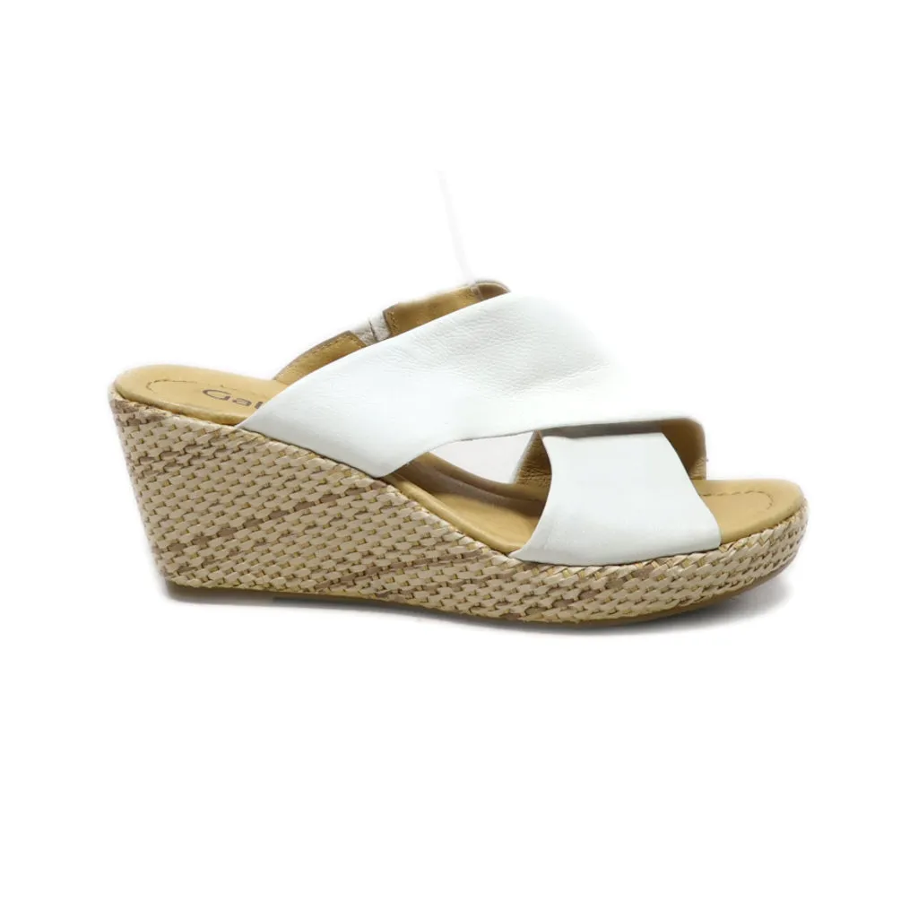 Gabor Wedge Sandals Leather White Colour For Women