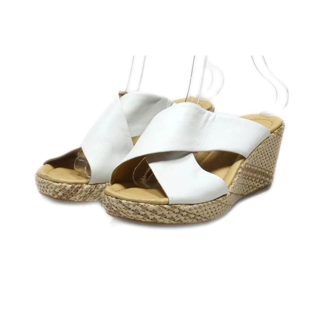 Gabor Wedge Sandals Leather White Colour For Women