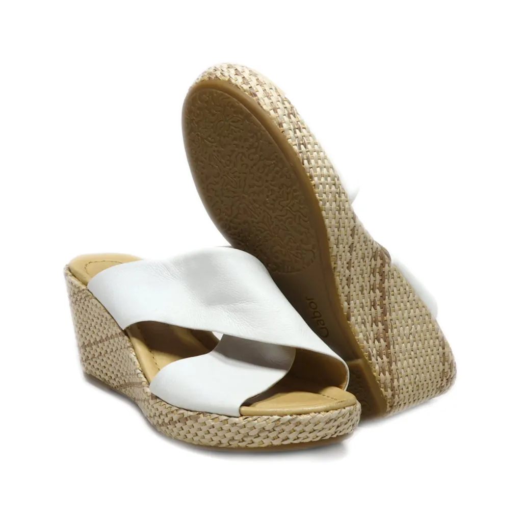 Gabor Wedge Sandals Leather White Colour For Women