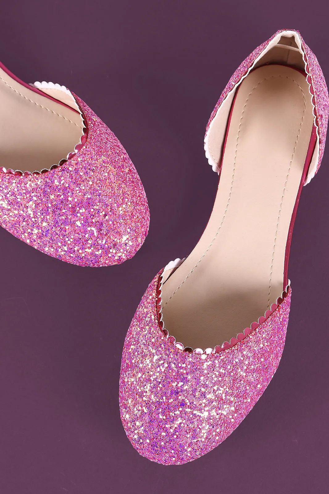 Glitter-Encrusted Scallop Dorsay Flat