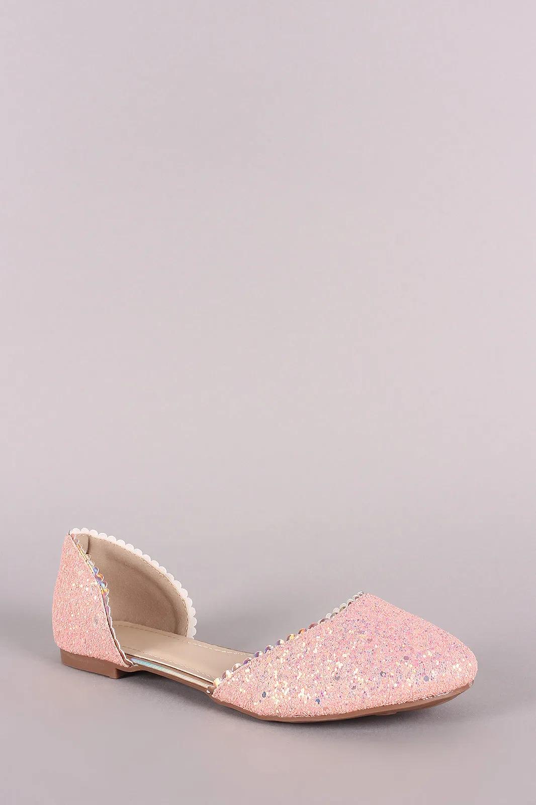 Glitter-Encrusted Scallop Dorsay Flat