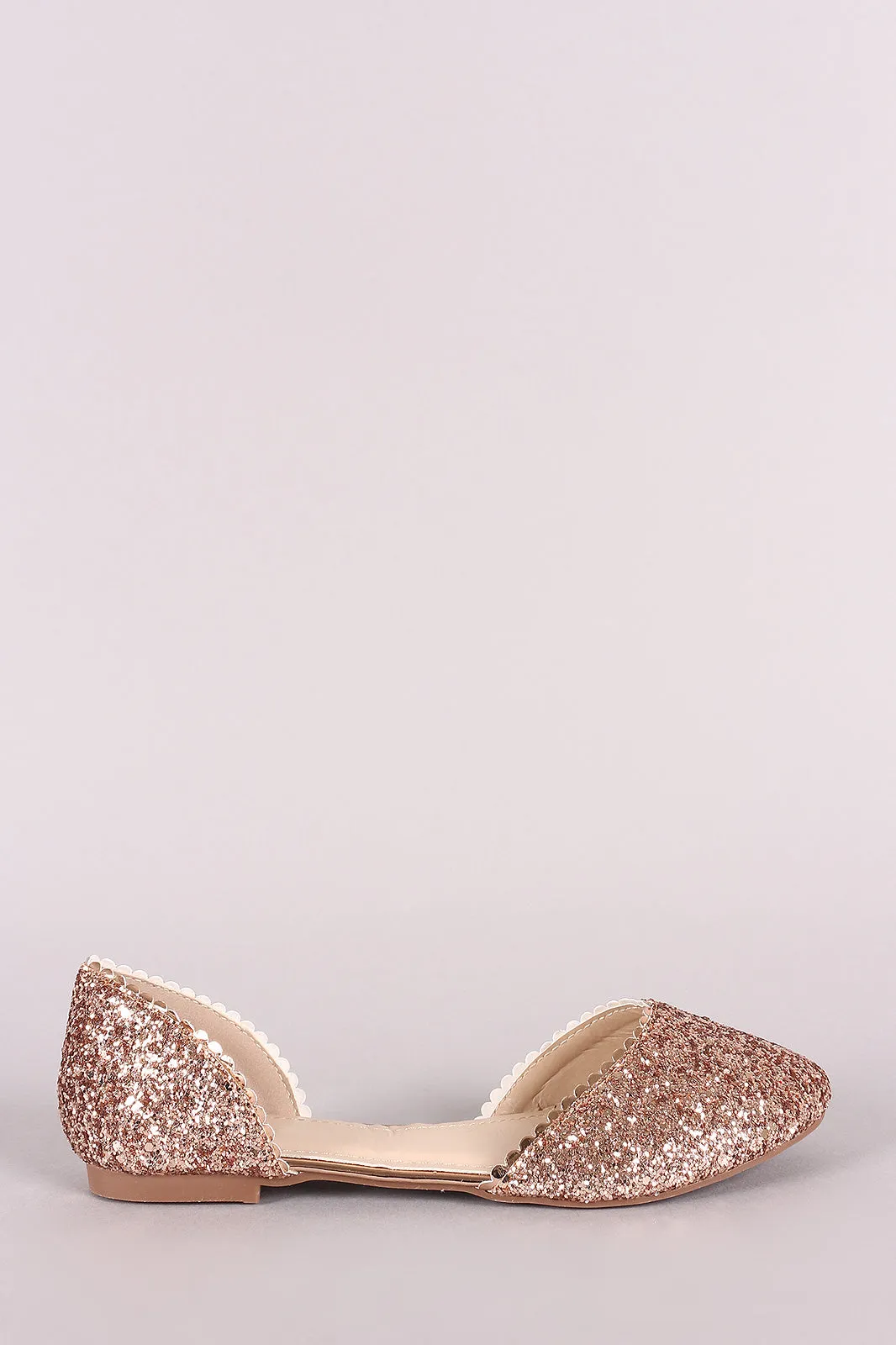 Glitter-Encrusted Scallop Dorsay Flat