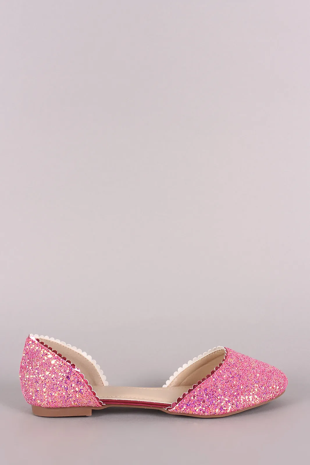 Glitter-Encrusted Scallop Dorsay Flat