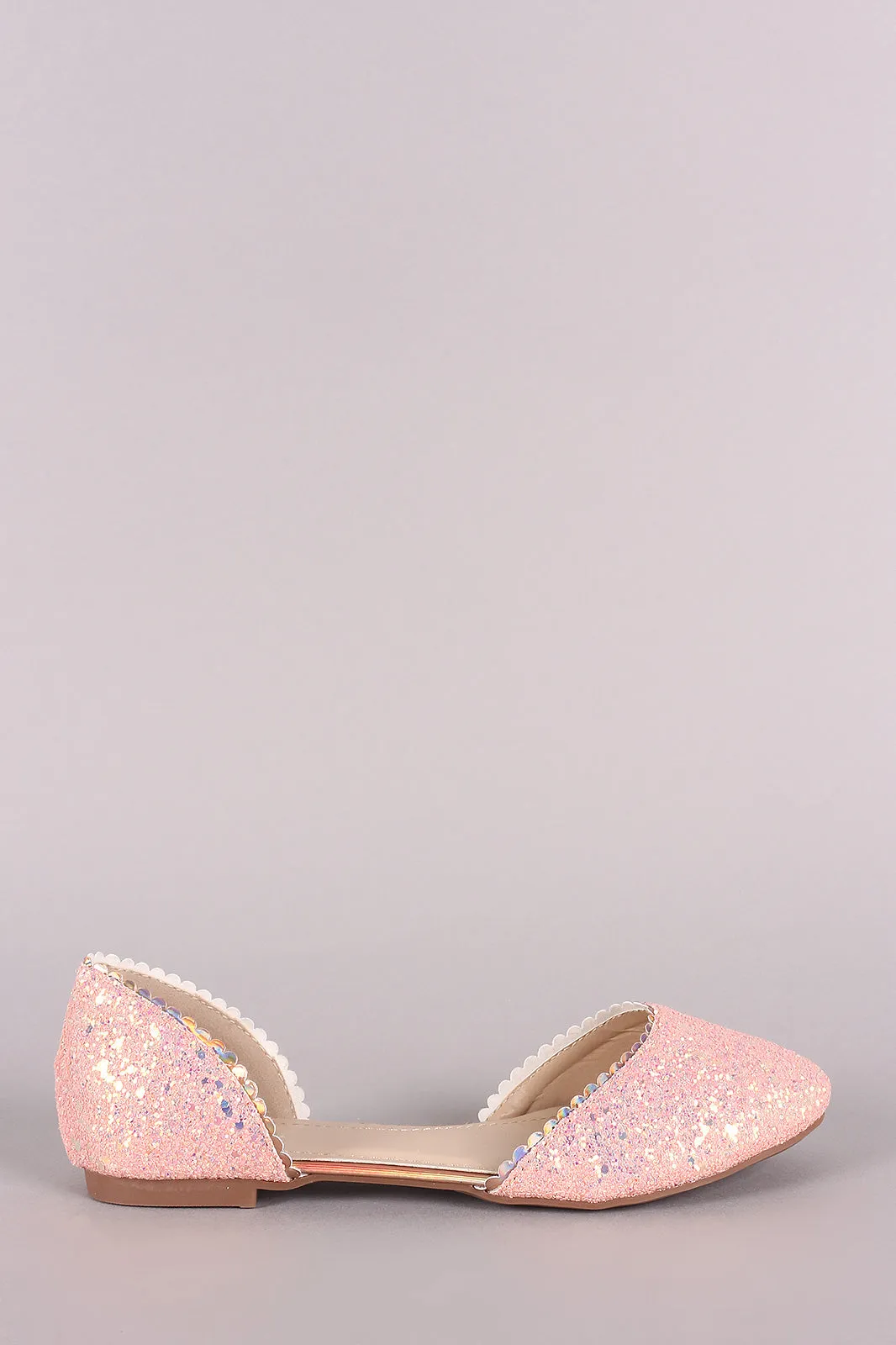Glitter-Encrusted Scallop Dorsay Flat