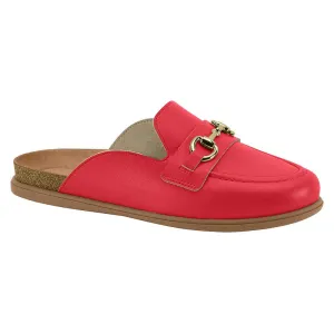 Gold Detail Red Slide Flats