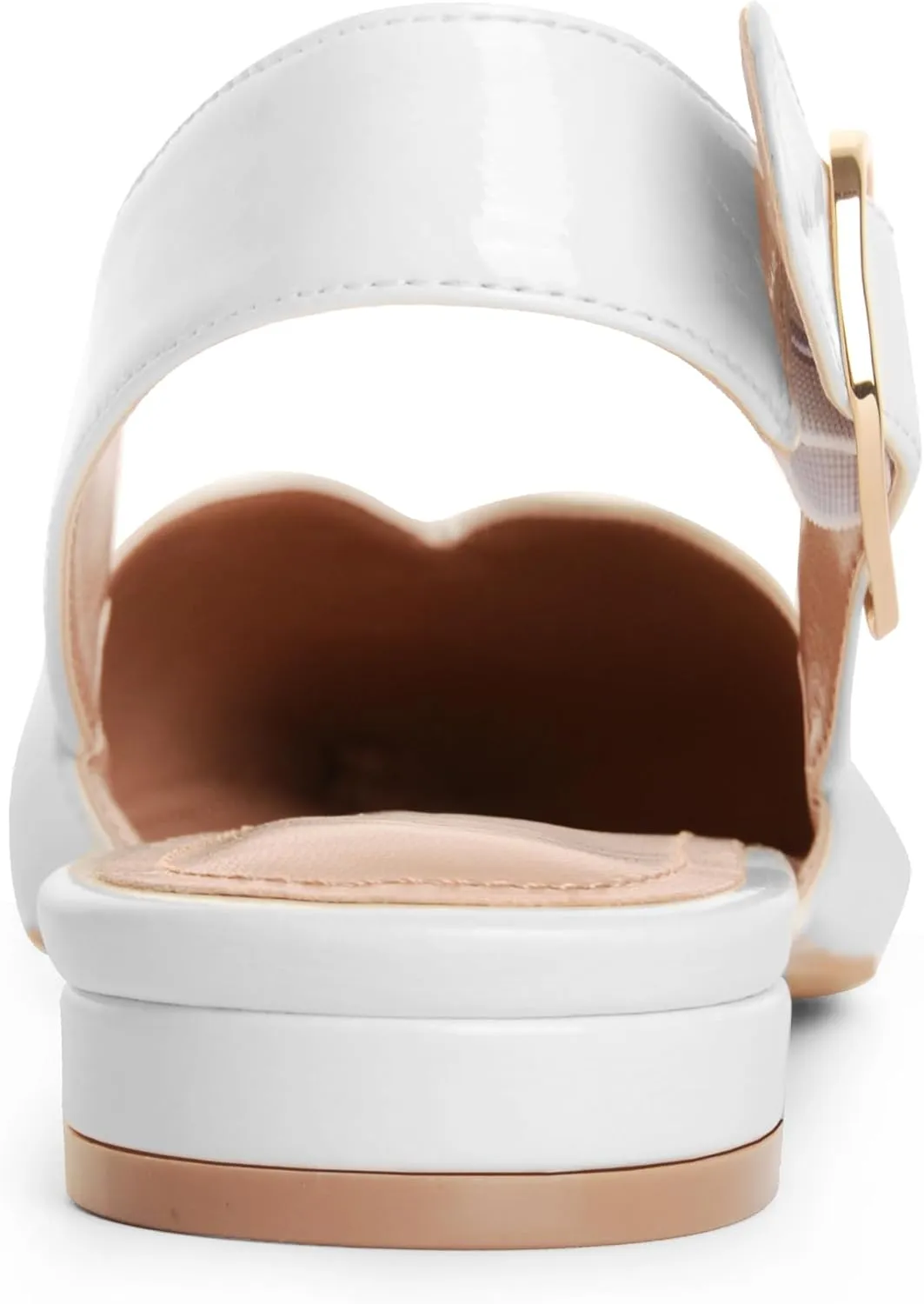 Gold Slingback Flat Shoes for Women Casual Comfortable Shoes Pointed Toe Adjustable Buckle Flat Mule Sandals