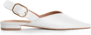 Gold Slingback Flat Shoes for Women Casual Comfortable Shoes Pointed Toe Adjustable Buckle Flat Mule Sandals