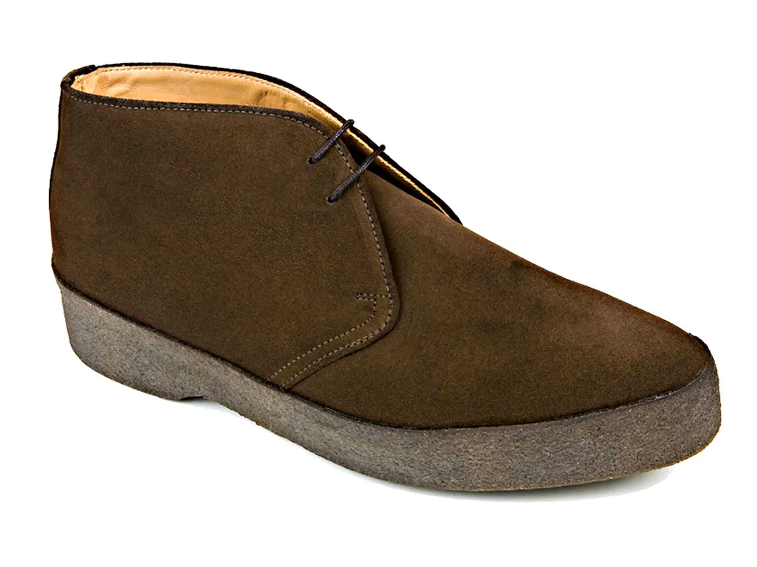 HI TOP Mens Chocolate Brown Suede Chukka Boot Crepe Sole by Sanders