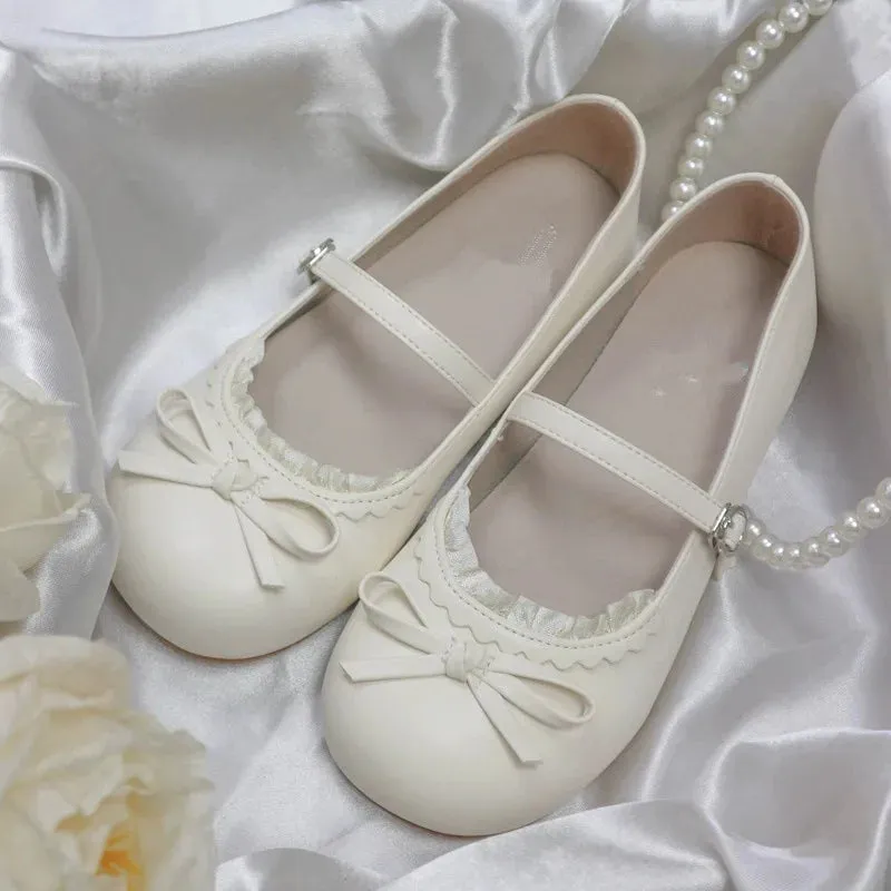 Hnzxzm Cute Kawaii Sweet Girls Women's Lolita Shoes French Summer Lolita Round Toe Retro Mary Jane Shoes Feminine Flats