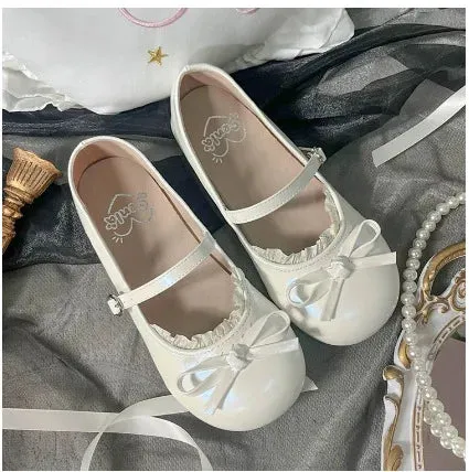 Hnzxzm Cute Kawaii Sweet Girls Women's Lolita Shoes French Summer Lolita Round Toe Retro Mary Jane Shoes Feminine Flats