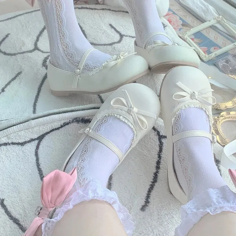 Hnzxzm Cute Kawaii Sweet Girls Women's Lolita Shoes French Summer Lolita Round Toe Retro Mary Jane Shoes Feminine Flats
