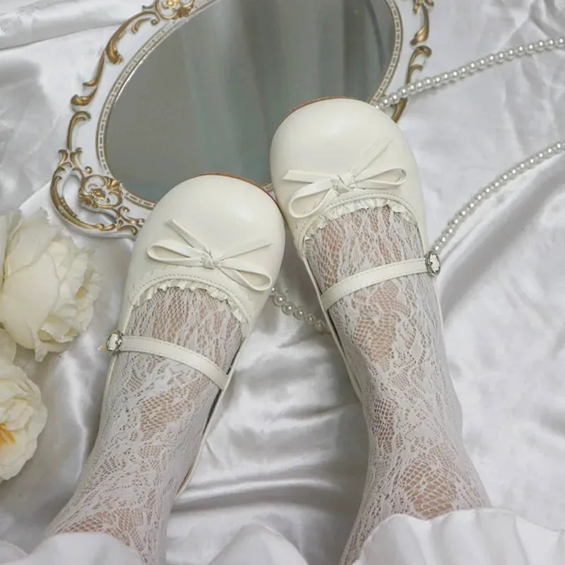 Hnzxzm Cute Kawaii Sweet Girls Women's Lolita Shoes French Summer Lolita Round Toe Retro Mary Jane Shoes Feminine Flats