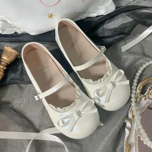 Hnzxzm Cute Kawaii Sweet Girls Women's Lolita Shoes French Summer Lolita Round Toe Retro Mary Jane Shoes Feminine Flats