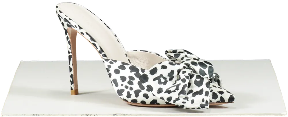 House of CB White Beaubelle Dalmatian Print Oversized Bow Mules UK 8 EU 41 👠